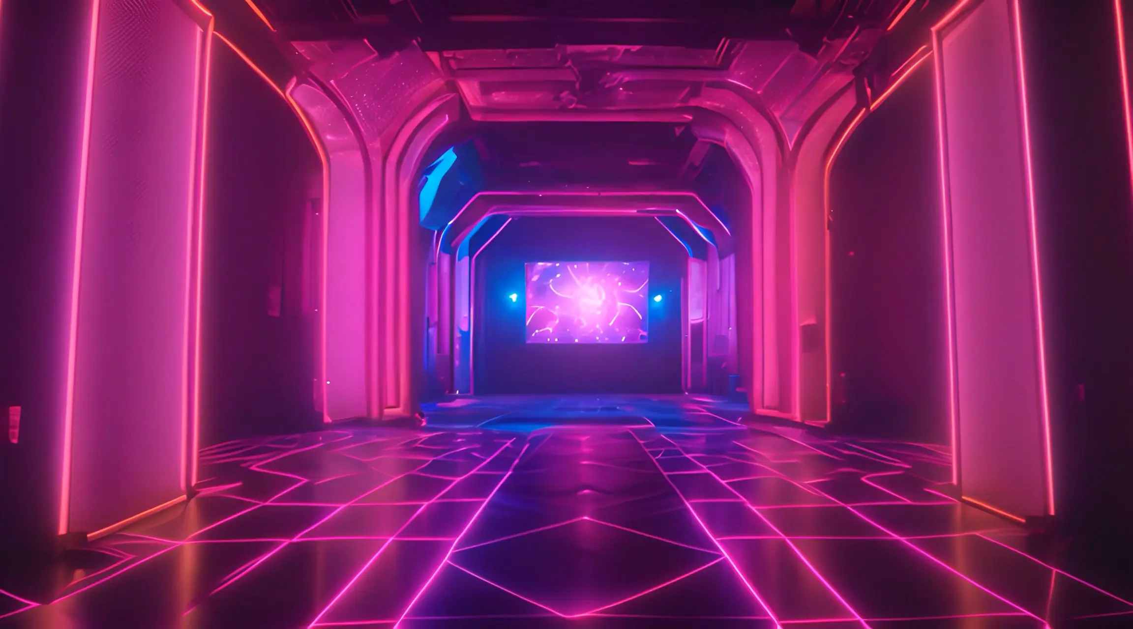 Neon Cyber Passage Futuristic Corridor Loop